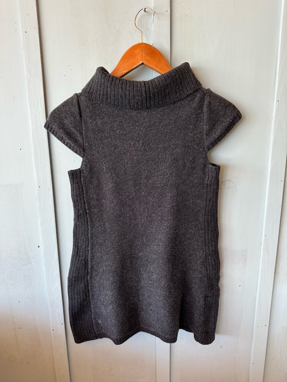 ibex Merino Wool Charcoal Sleeveless Turtleneck Knit Tunic